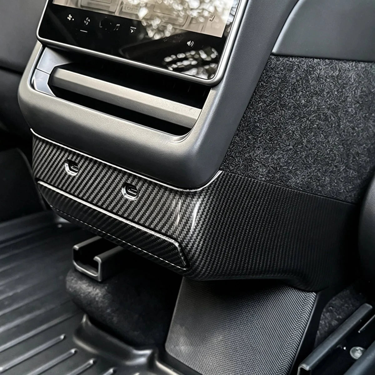 Rear Center Console Air Vent Cover & Lower Kick Panel Protector for Tesla Model Y L 2026+