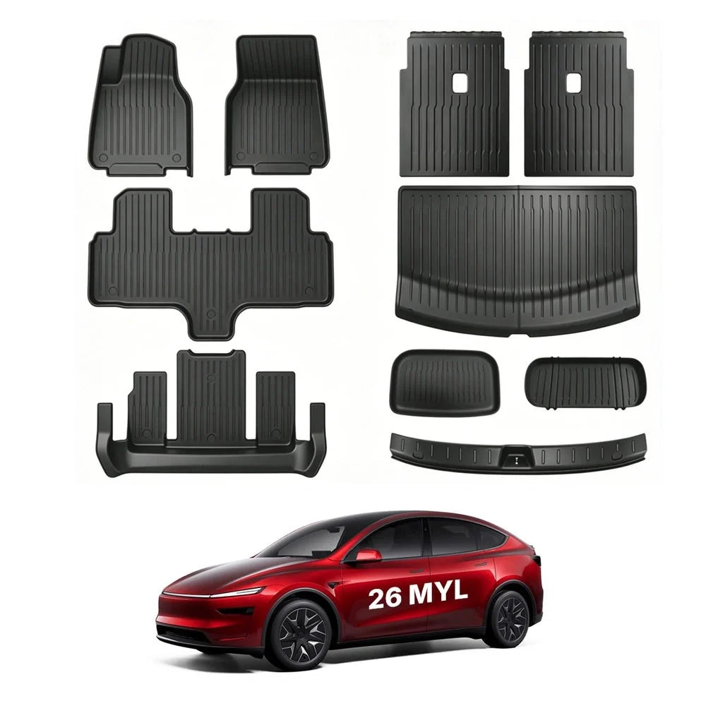 All-Weather TPE Floor Mats & Cargo Liners Set for Tesla Model YL 6-Seater 2026+