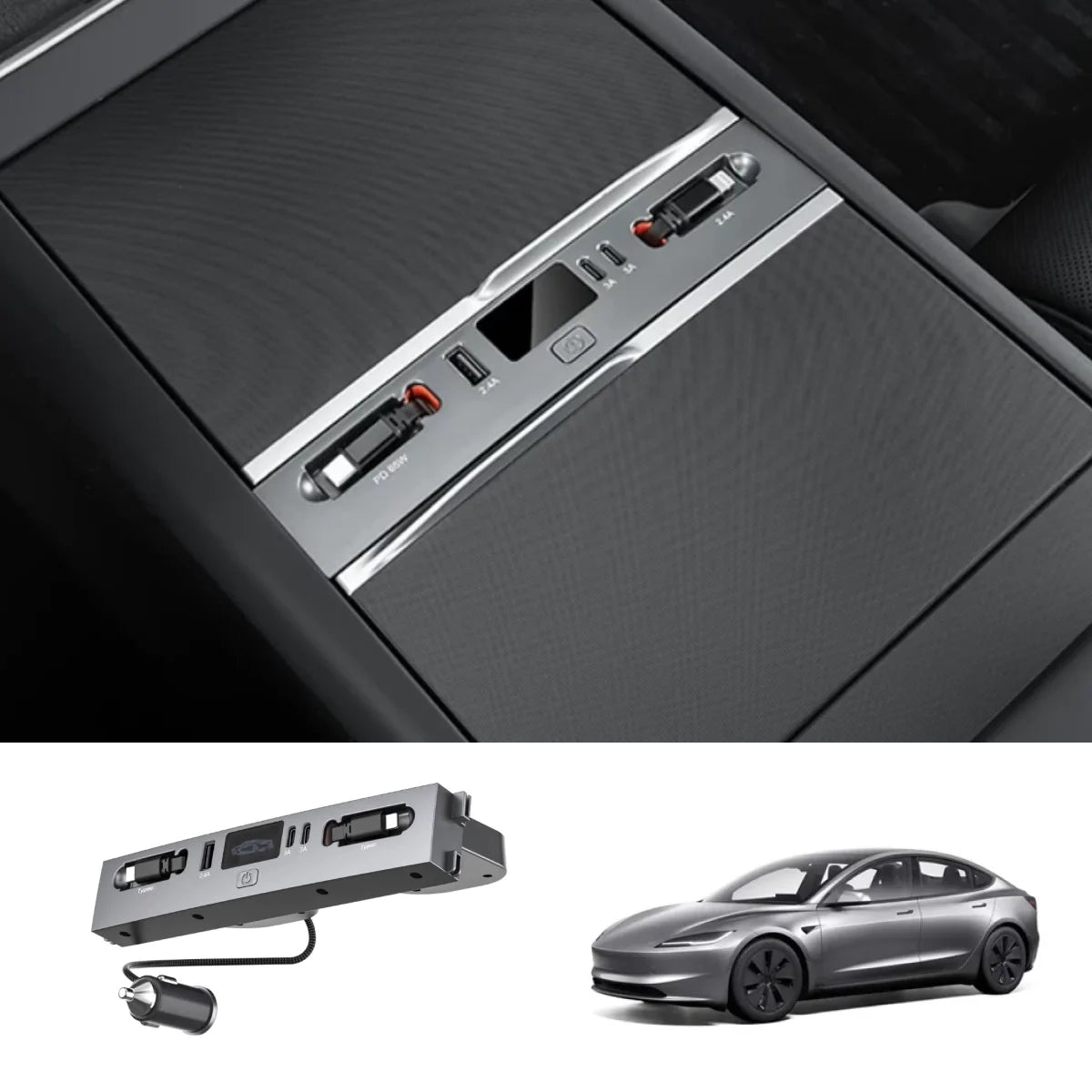 Center Console USB Hub Docking Station for Tesla Model 3/Y/Y L 2021+