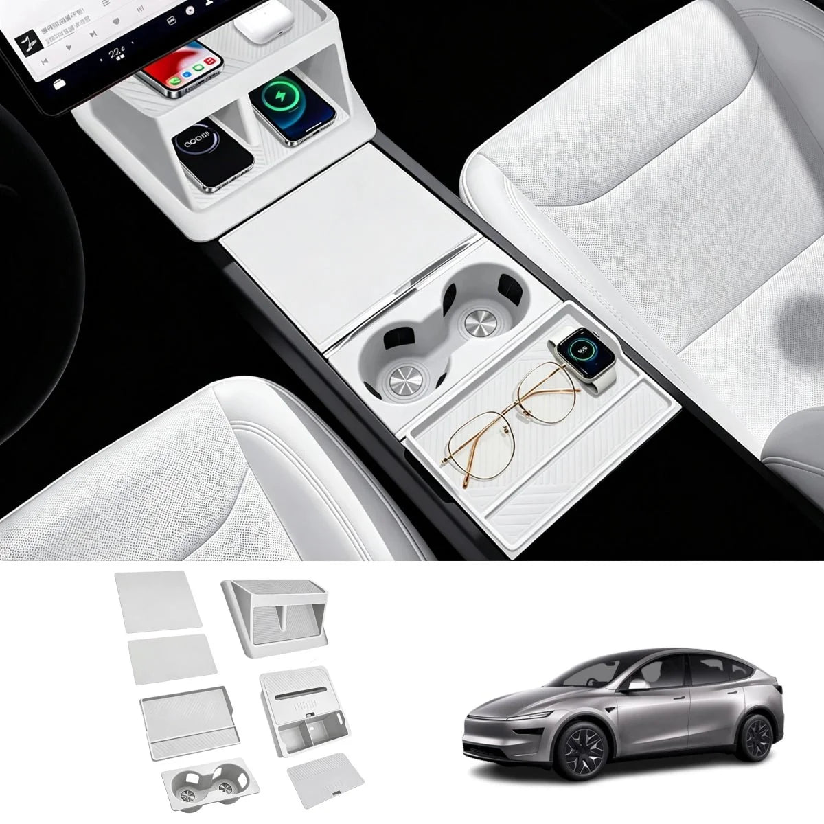 Center Console Organizer & Protector Full Set for Tesla Model Y L 2026+