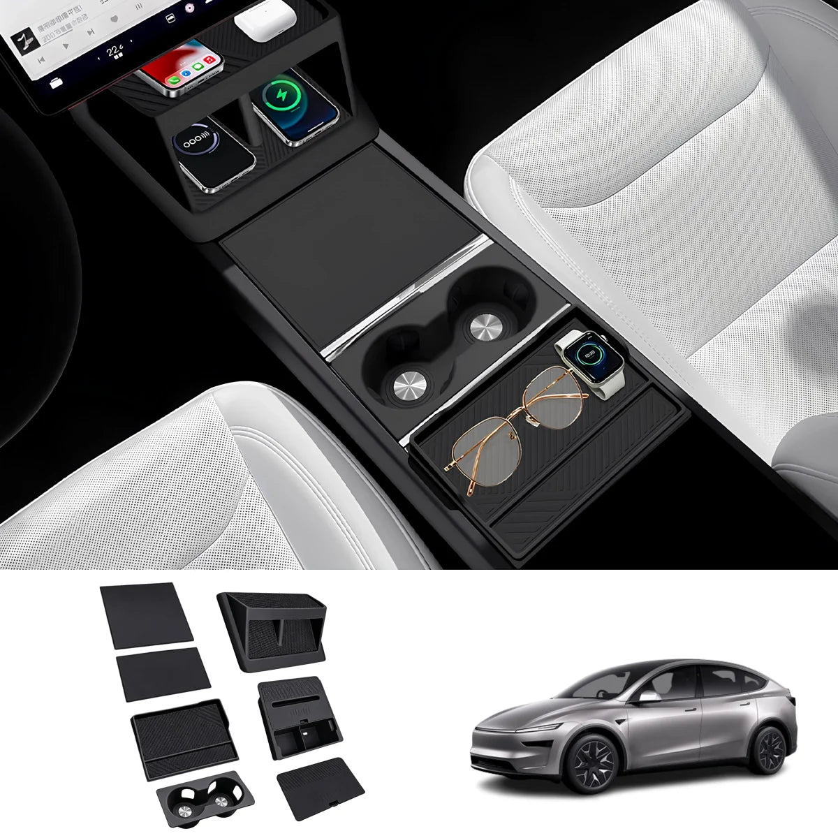 Center Console Organizer & Protector Full Set for Tesla Model Y L 2026+