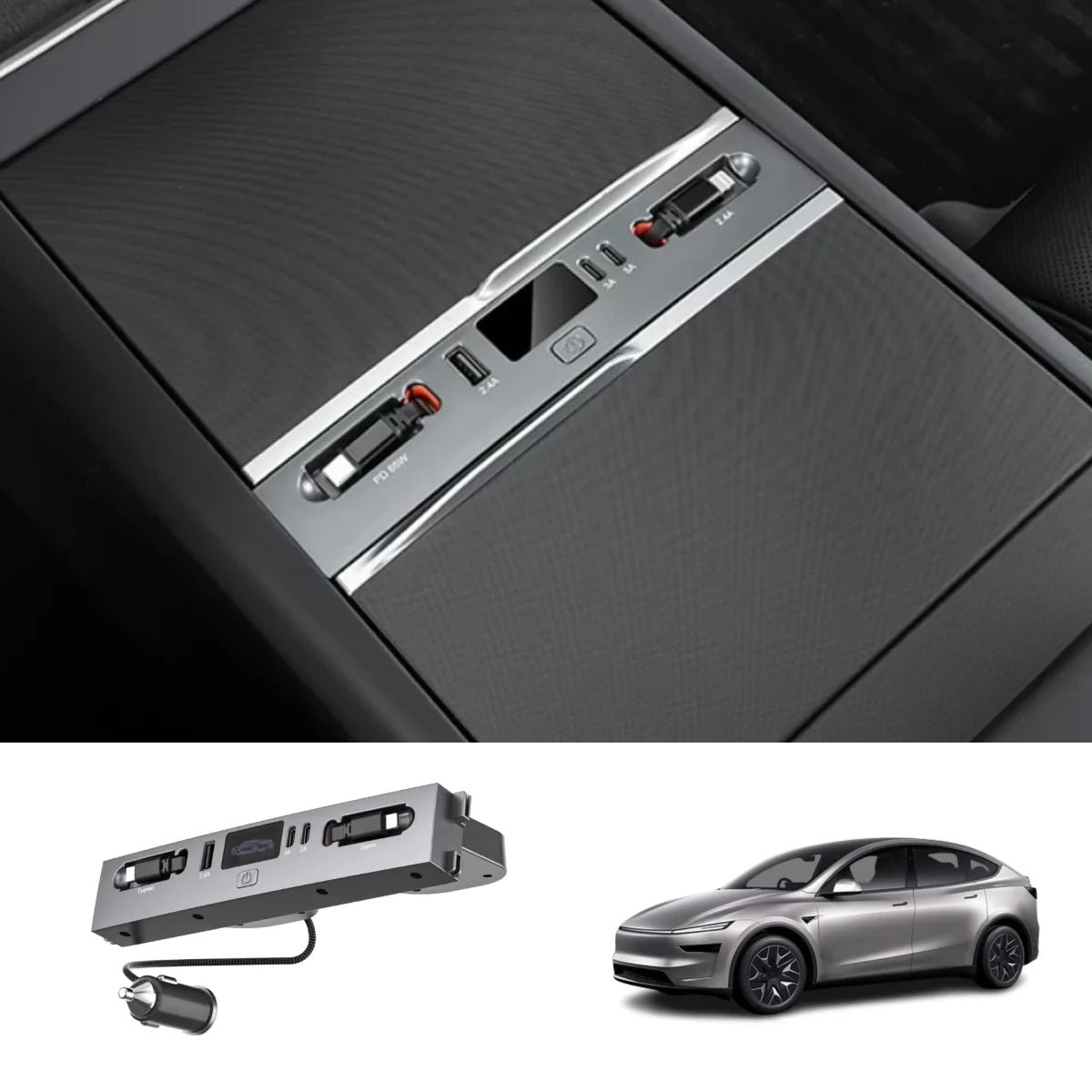 Center Console USB Hub Docking Station for Tesla Model 3/Y/Y L 2021+