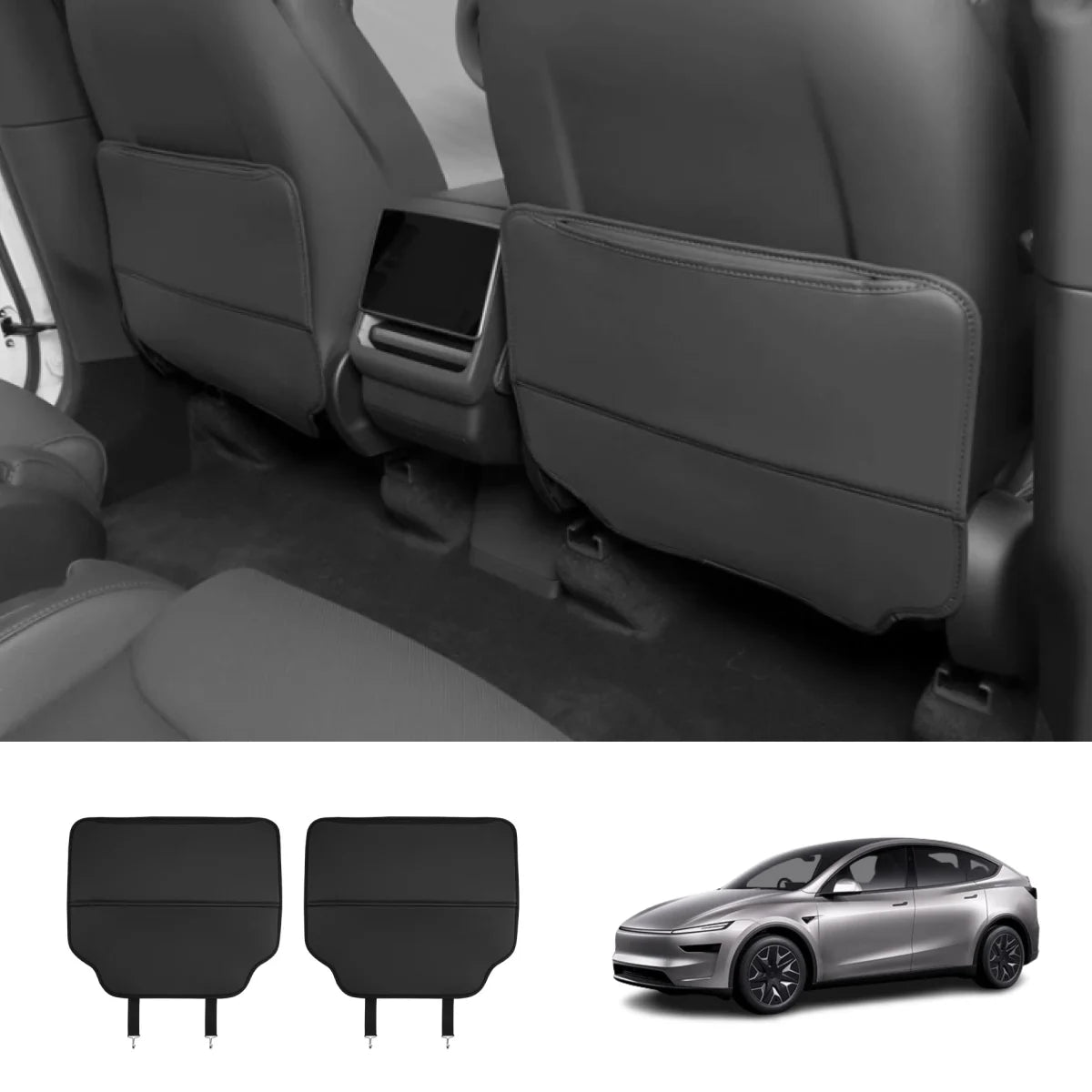 Nappa Leather Front Seat Back Kick Protectors for Tesla Model 3/Y/Y L 2024+ (2 PCS)