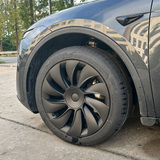 Tessgo 19" Überturbine Style Wheel Covers for Model Y Juniper – Matte Black Hubcaps for Crossflow Wheels, OEM Fit Upgrade