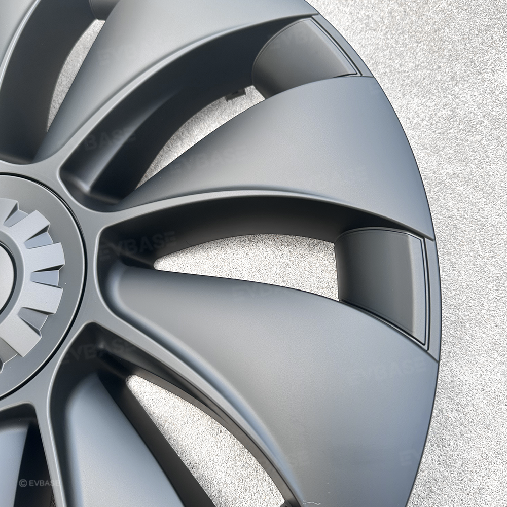 Tessgo 19" Überturbine Style Wheel Covers for Model Y Juniper – Matte Black Hubcaps for Crossflow Wheels, OEM Fit Upgrade