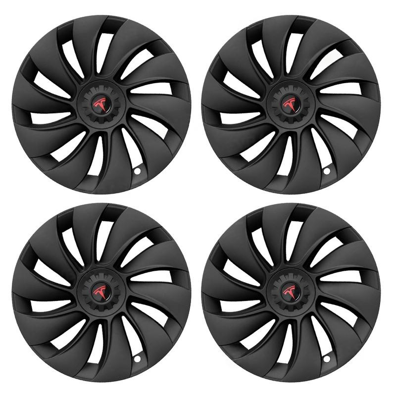 Tessgo 19" Überturbine Style Wheel Covers for Model Y Juniper – Matte Black Hubcaps for Crossflow Wheels, OEM Fit Upgrade