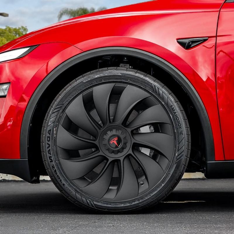 Tessgo 19" Überturbine Style Wheel Covers for Model Y Juniper – Matte Black Hubcaps for Crossflow Wheels, OEM Fit Upgrade
