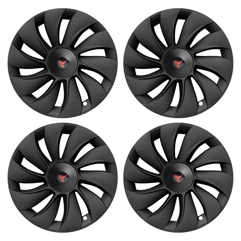 Tessgo 19" Überturbine Style Wheel Covers for Model Y Juniper – Matte Black Hubcaps for Crossflow Wheels, OEM Fit Upgrade