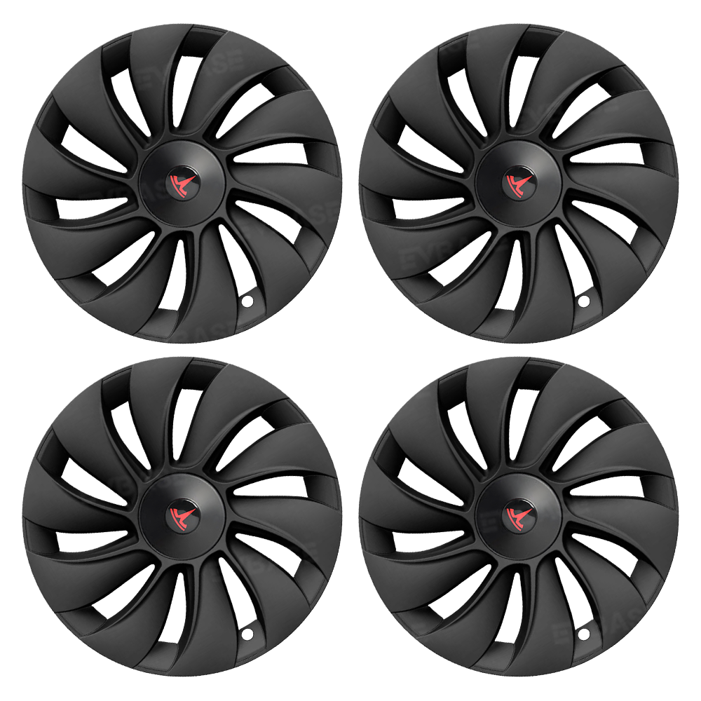 Tessgo 19" Überturbine Style Wheel Covers for Model Y Juniper – Matte Black Hubcaps for Crossflow Wheels, OEM Fit Upgrade