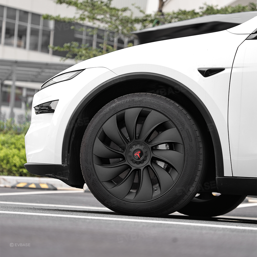 Tessgo 19" Überturbine Style Wheel Covers for Model Y Juniper – Matte Black Hubcaps for Crossflow Wheels, OEM Fit Upgrade