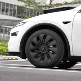 Tessgo 19" Überturbine Style Wheel Covers for Model Y Juniper – Matte Black Hubcaps for Crossflow Wheels, OEM Fit Upgrade