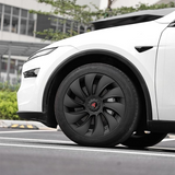Tessgo 19" Überturbine Style Wheel Covers for Model Y Juniper – Matte Black Hubcaps for Crossflow Wheels, OEM Fit Upgrade