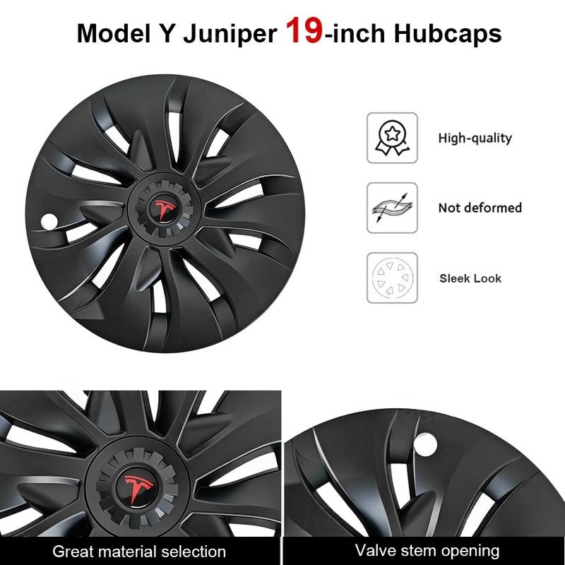 19" Aero Style Wheel Covers for Model Y Juniper Matte Black