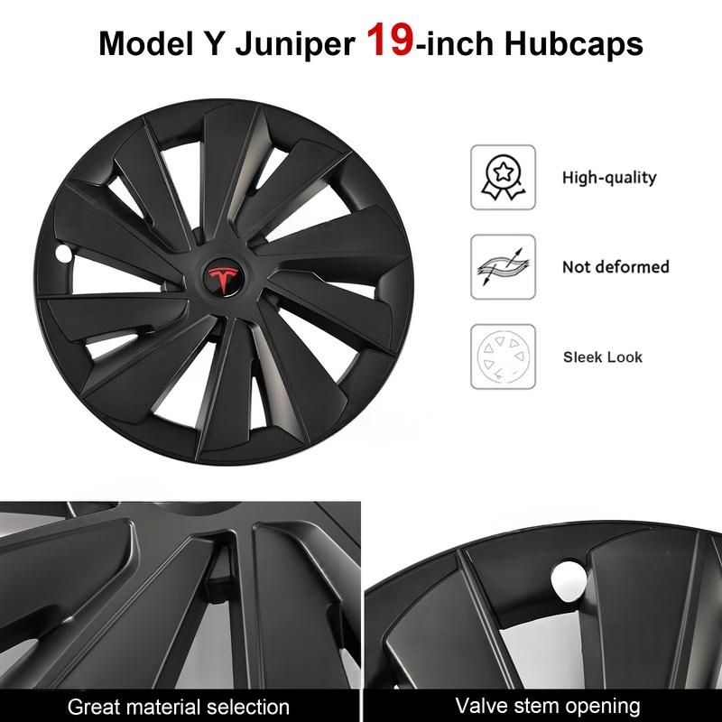 Induction Style 19" Wheel Covers for Model Y Juniper Matte Black Set of 4