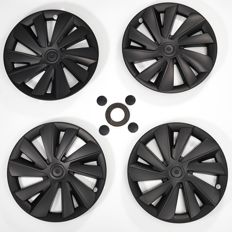 Induction Style 19" Wheel Covers for Model Y Juniper Matte Black Set of 4