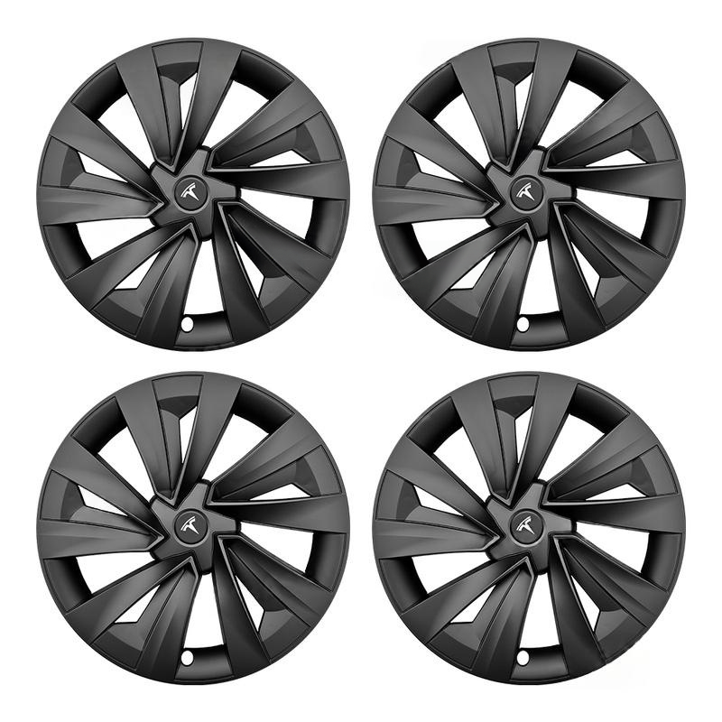 19" Wheel Covers Spiral Style for Model Y Juniper Matte Black 4PCS