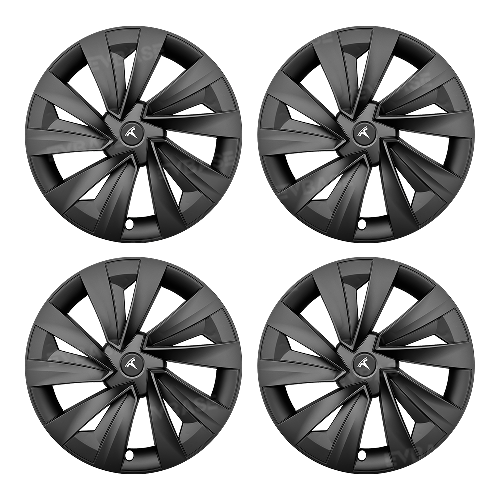 Model Y Juniper Wheel Covers for 19 Inch Tesla Wheel Spiral Style Matte Black Aero Tesla Hub Caps 4PCS