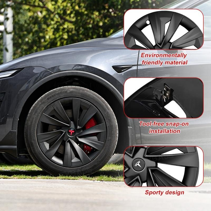 Tessgo 19" Spiral Style Dual-Color Wheel Covers for Tesla Model Y Juniper