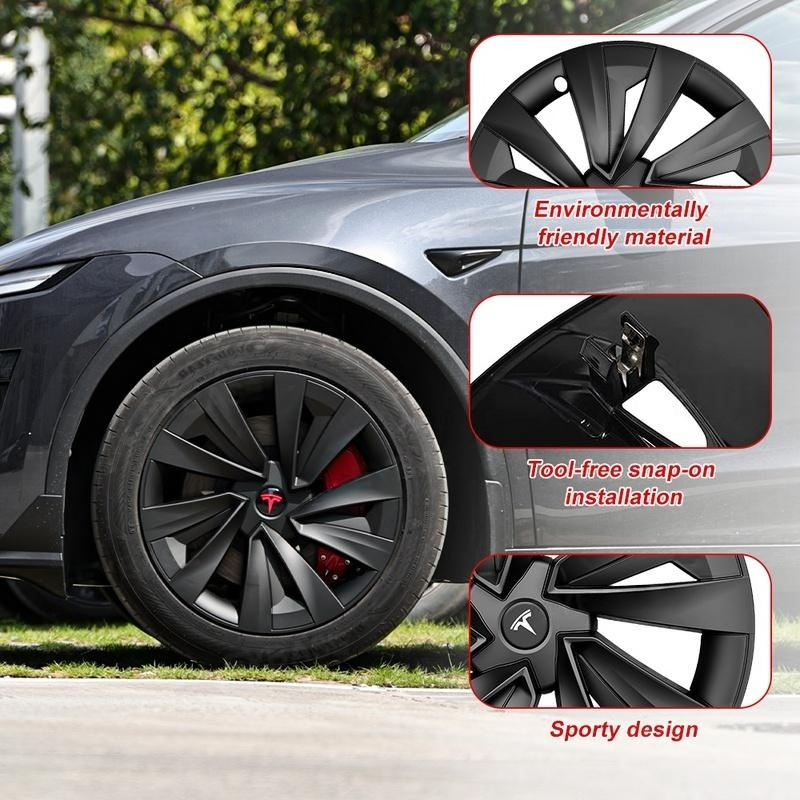 Model Y Juniper 19 Inch Wheel Covers for Tesla Crossflow Wheels Spiral Style Aero Hubcaps 4PCS
