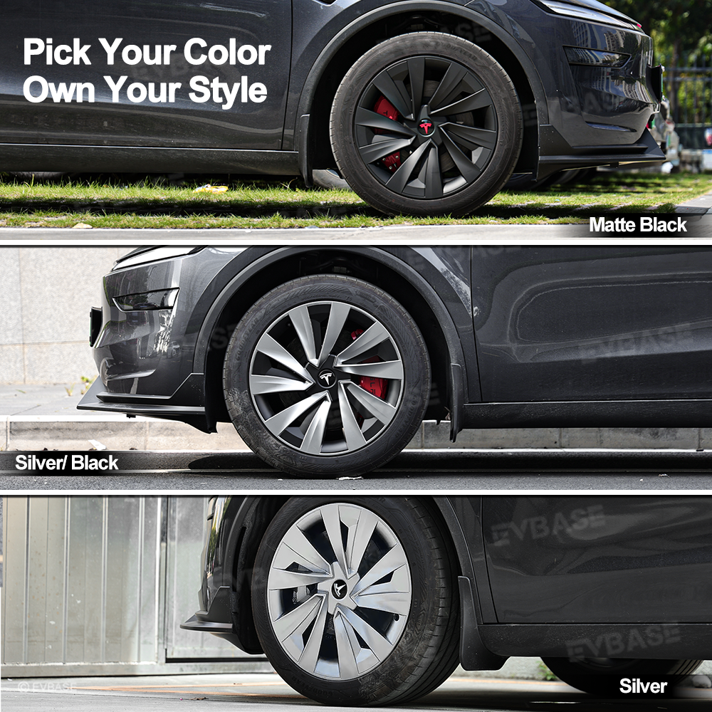 Model Y Juniper Wheel Covers for 19 Inch Tesla Wheel Spiral Style Matte Black Aero Tesla Hub Caps 4PCS