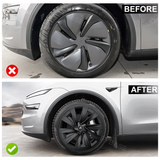 Model Y Juniper Wheel Covers for 19 Inch Tesla Wheel Spiral Style Matte Black Aero Tesla Hub Caps 4PCS