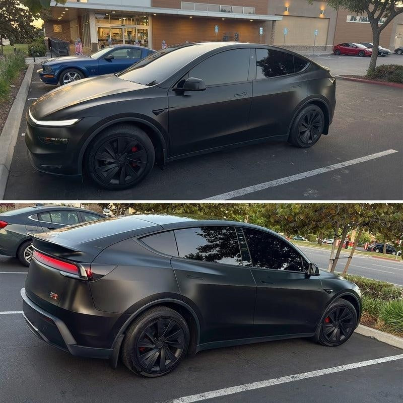 19" Wheel Covers Spiral Style for Model Y Juniper Matte Black 4PCS