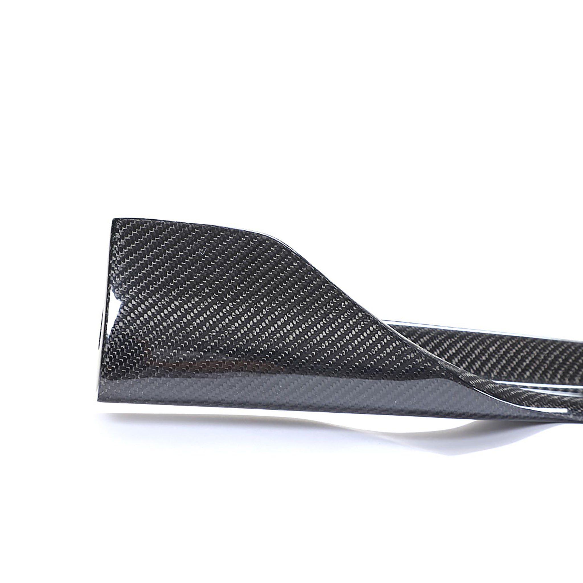 Close-up view of Real Carbon Fiber V-Style Side Skirts For Model 3