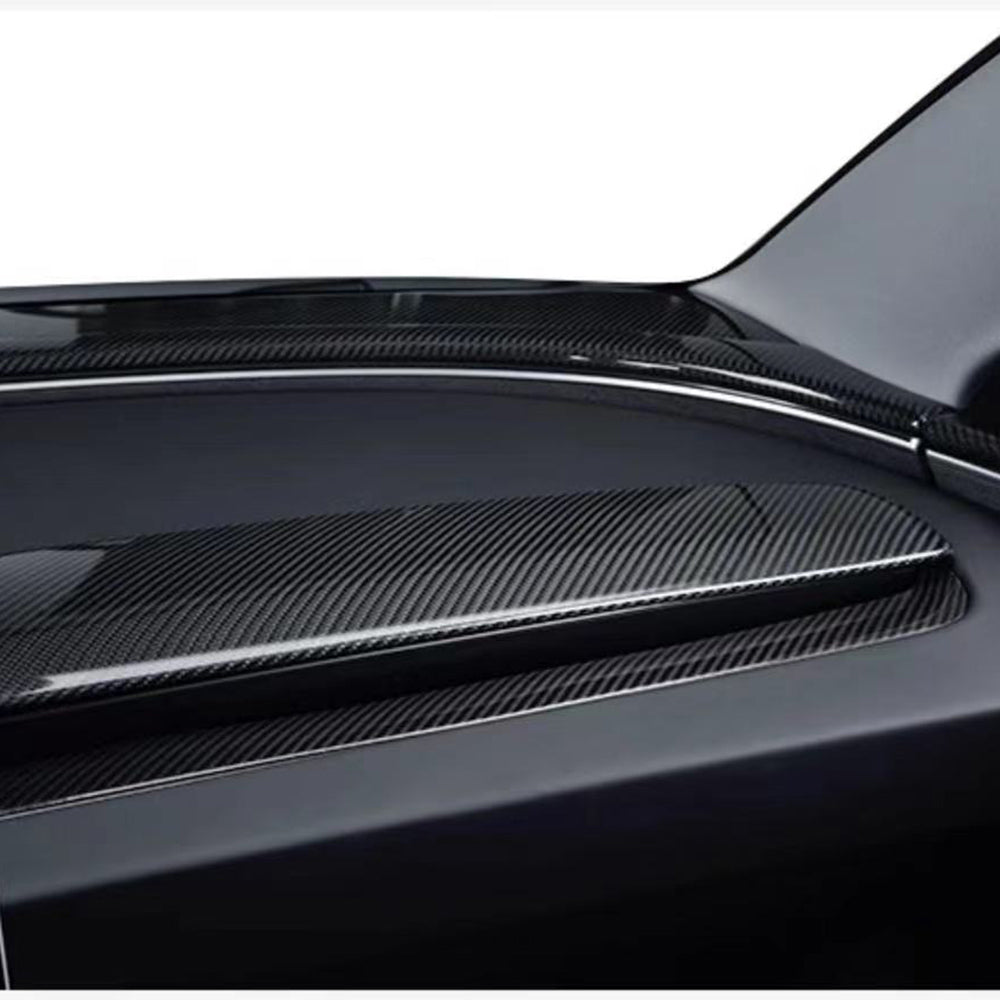 Real Dry Carbon Fiber Upper Dashboard Overlay for Model Y Juniper - twill weave