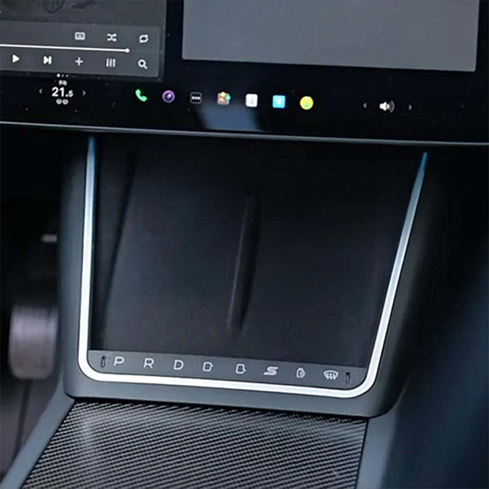 2024+ Tesla Model 3 Highland Center Console Gear Selector Upgrade with Ambient Lighting & Shortcut Buttons