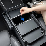 Center Console Upper Organizer Tray with Side Storage Pockets for Tesla Model 3/Y/Y L 2024+
