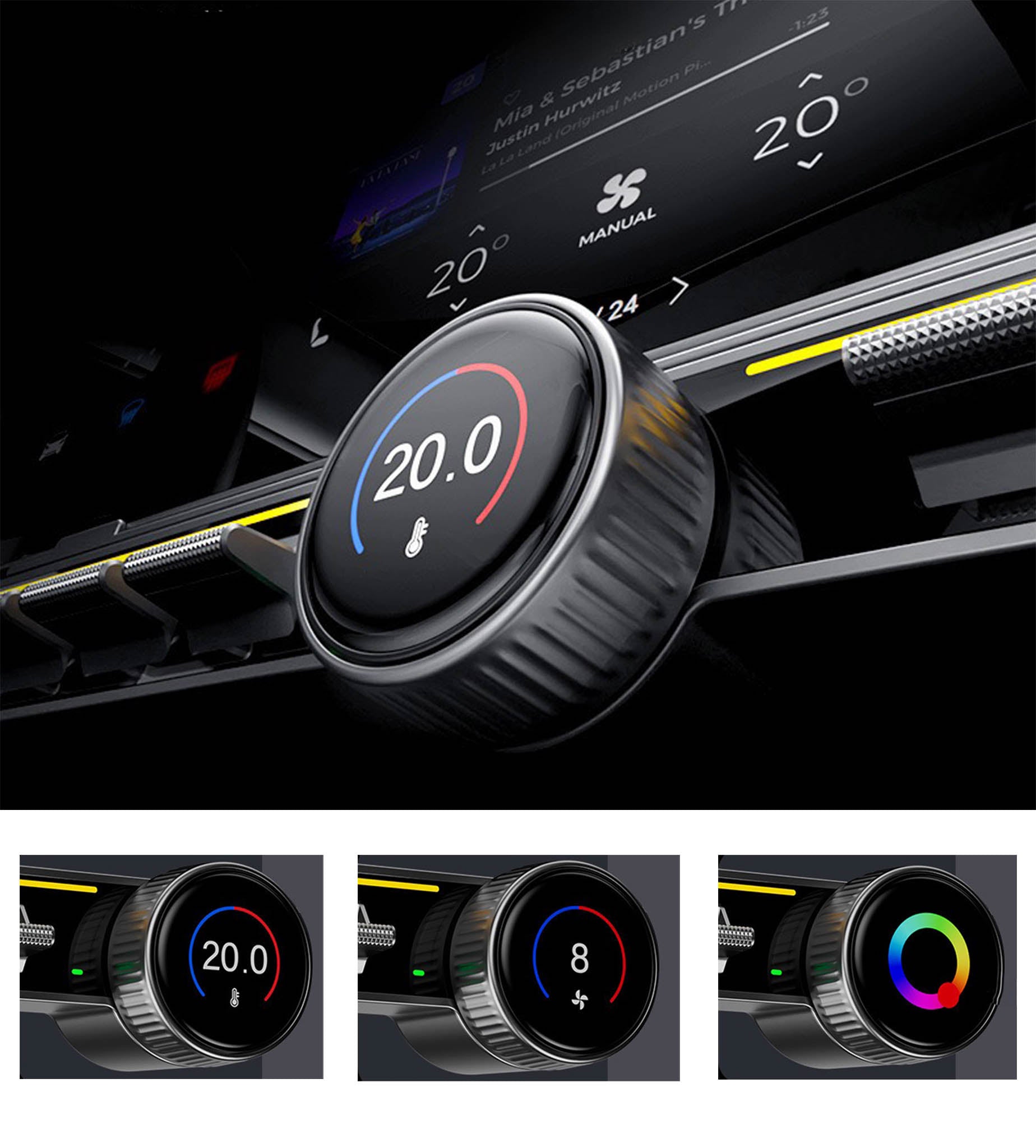 Gen 2.0 Multifunction Control Knob Buttons for Tesla Model 3/Y (2024+ Model 3, 2025+ Model Y)