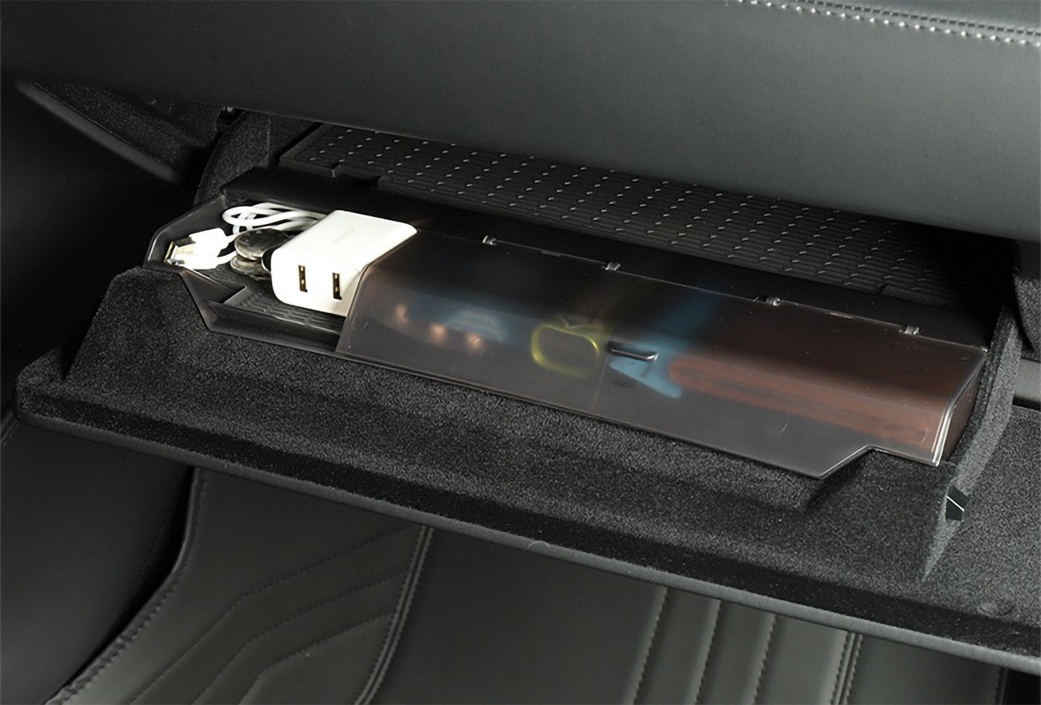 Glove Box Organizer for Pre-Refreshed Tesla Model S/X – 3-Compartment Custom Fit Storage Tray with Anti-Slip Liners