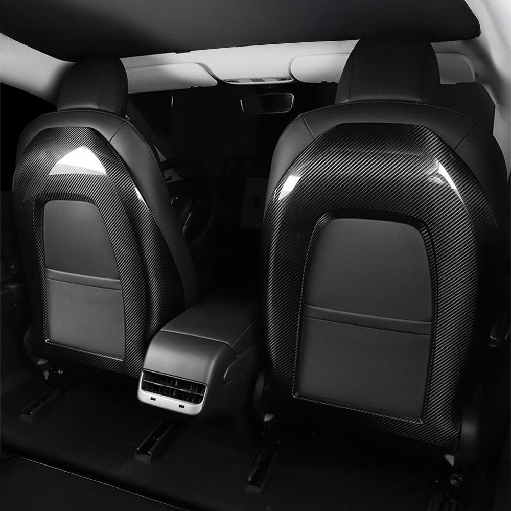 Premium Authentic Carbon Fiber Seat Back Covers for Tesla Model 3 & Model Y – Sporty & Sleek Style
