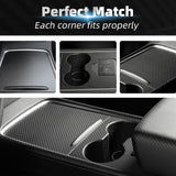 Premium Carbon Fiber Center Console Overlay for Tesla Model 3/Y | perfect match