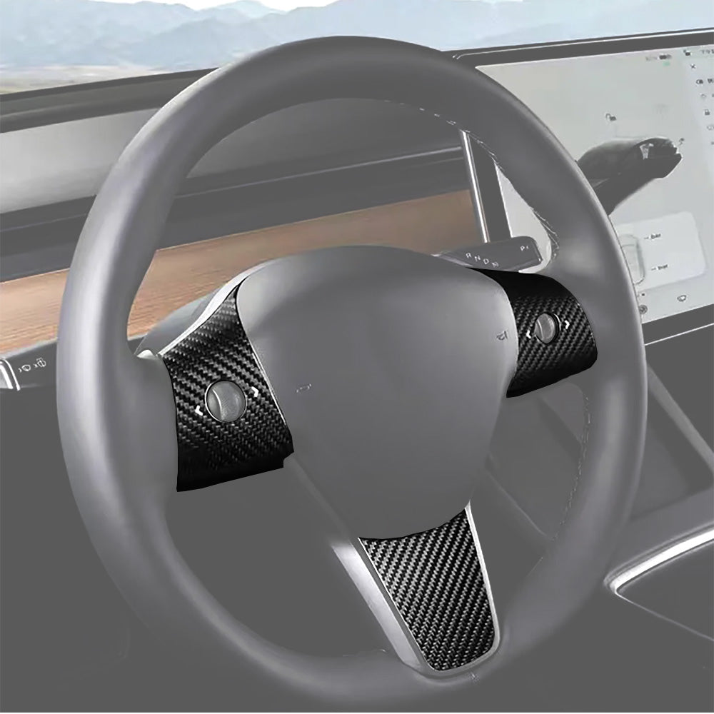 Tesla Model 3 (17-23) & Y (20-24) Dry Carbon Fiber Steering Wheel Wrap