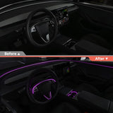 RGB Steering Wheel & Cup Holder Ambient Light Kit for Tesla Model 3 Highland 2024+ / Model Y Juniper 2025+ / Model YL 2026+