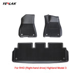 Tessgo All-Weather Floor Mats & Liners Full Set for Right-Hand Drive Tesla Model 3 2024+ (8 PCS)