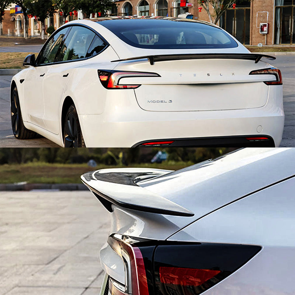 RT-Style Real Carbon Fiber Spoiler Wing for 2024+ Tesla Model 3 Highland – Sporty Aerodynamic Body Kit Upgrade