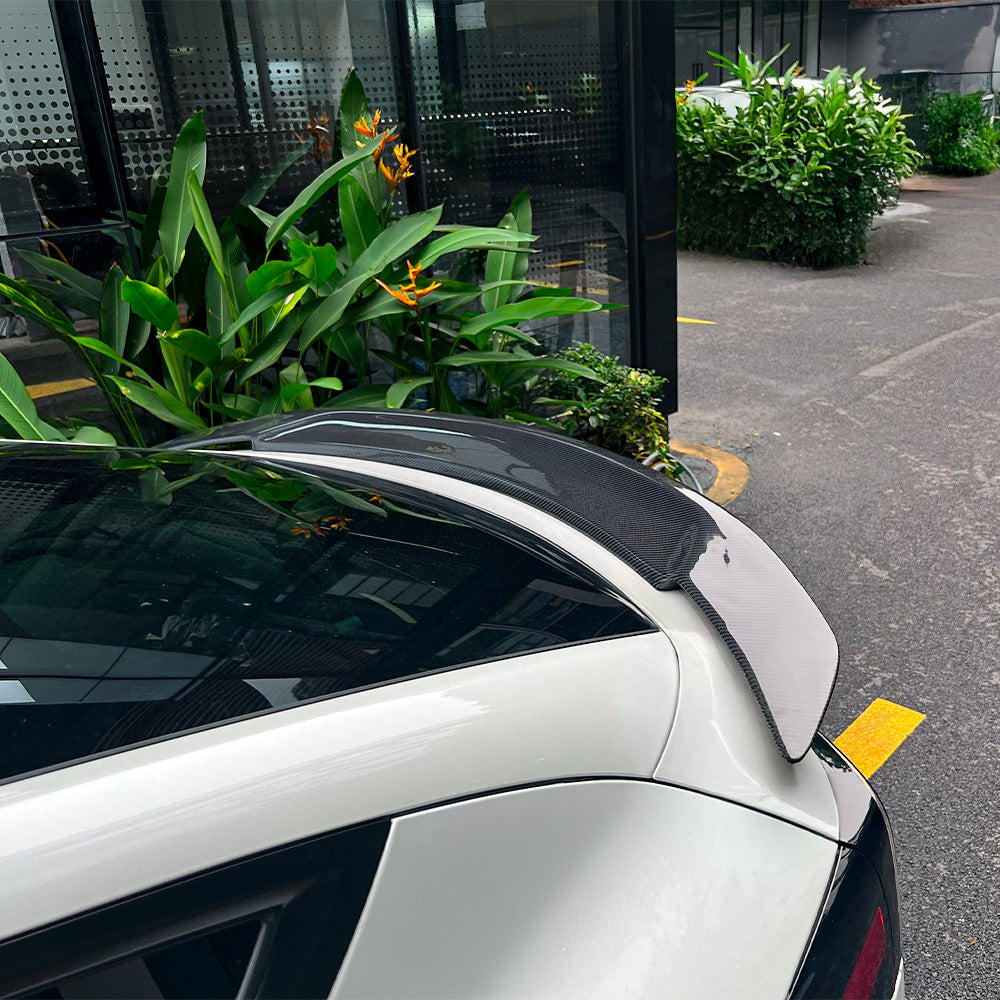 Tesla Model Y exterior upgrade with RT-style carbon fiber rear spoiler-glossy