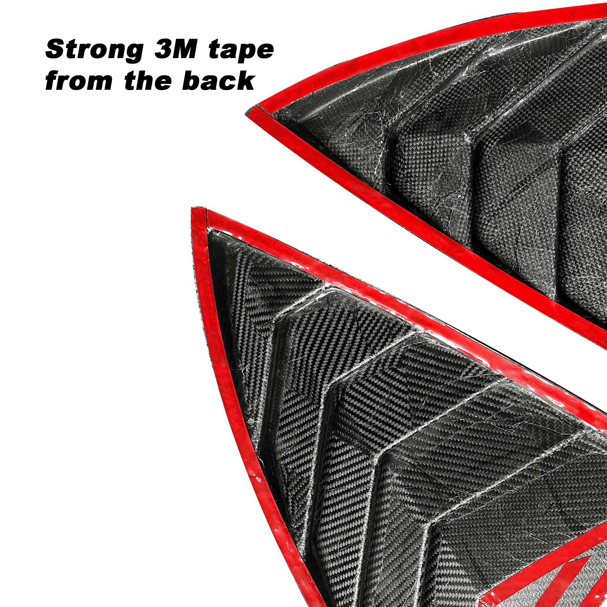 Adhesive backing image of Tesla Model Y Carbon Fiber Rear Side Window Louvers