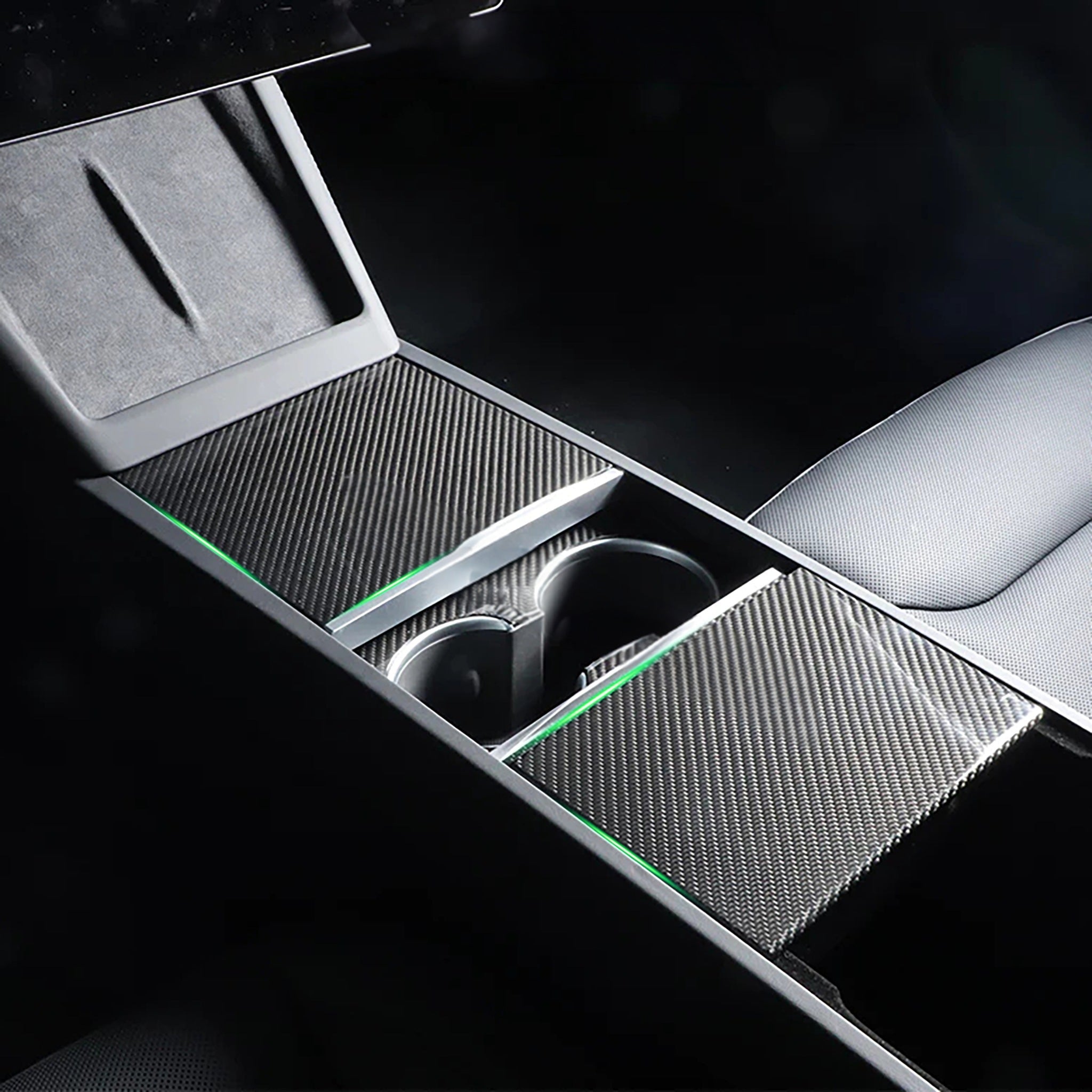Real Carbon Fiber Center Console Overlays for Tesla Highland 2024+ Model 3 (3 pieces)