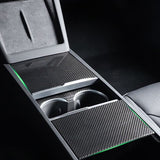 Real Carbon Fiber Center Console Overlays for Tesla Highland 2024+ Model 3 (3 pieces)