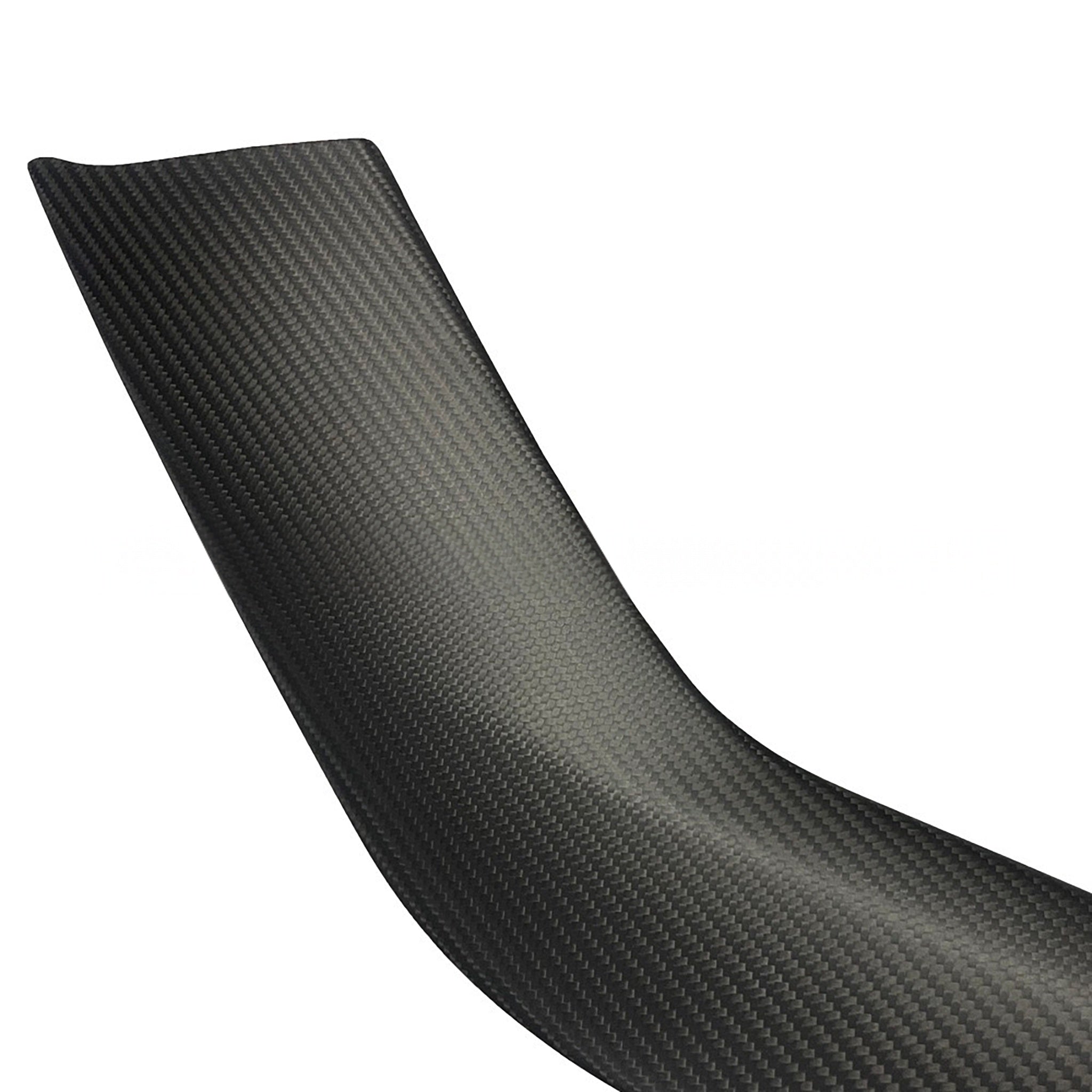 Detailed shot of matte carbon fiber finish on Tesla Model Y Juniper center console side Panel Covers