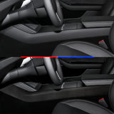 Before vs after installation: Tesla Model Y Juniper with carbon fiber console side Panel Covers