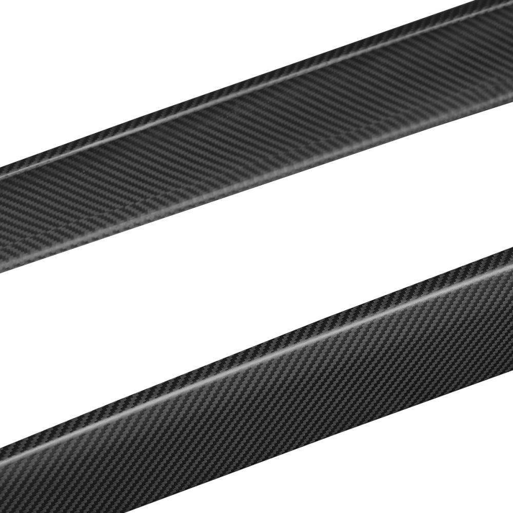 Close-up view of the carbon fiber texture on Tesla model 3 center console side trim