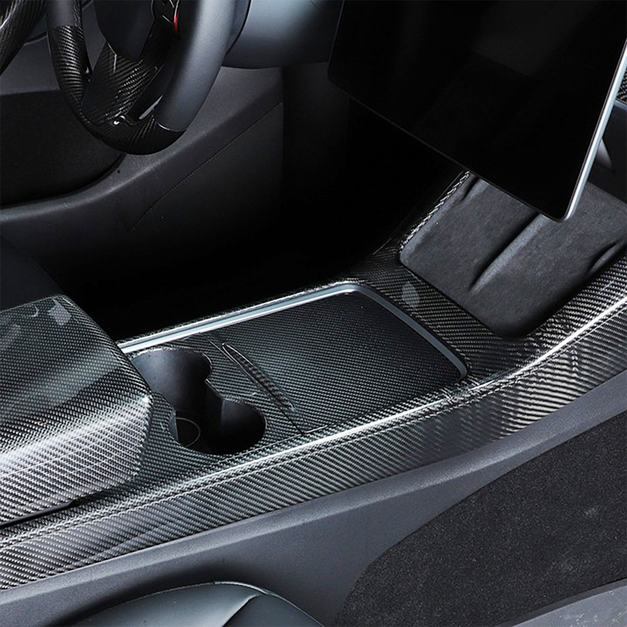 Premium Carbon Fiber Center Console Overlay for Tesla Model 3/Y