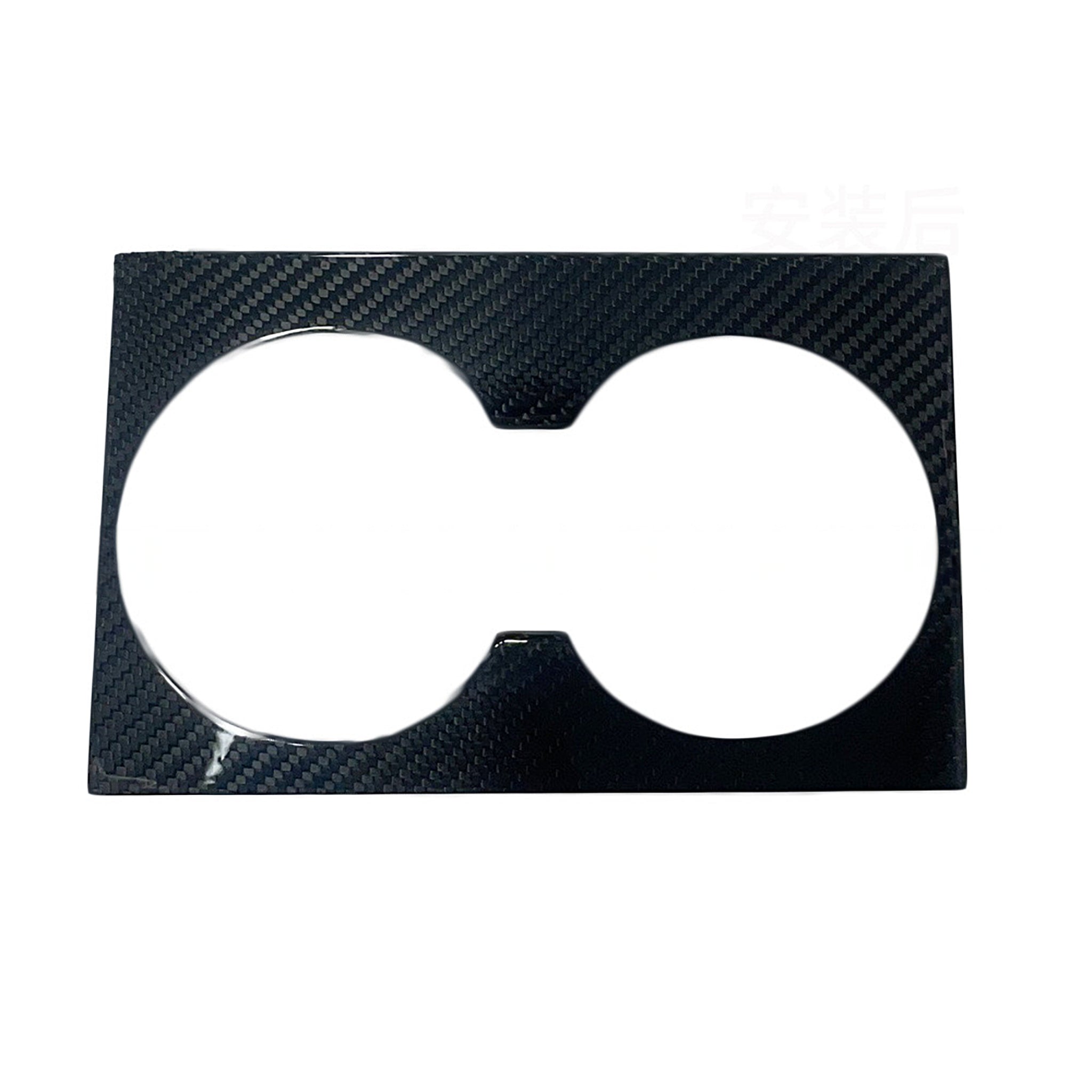Real Carbon Fiber Front & Rear Cup Holder Covers for Tesla 2024+ Model 3 Highland - glossy finish
