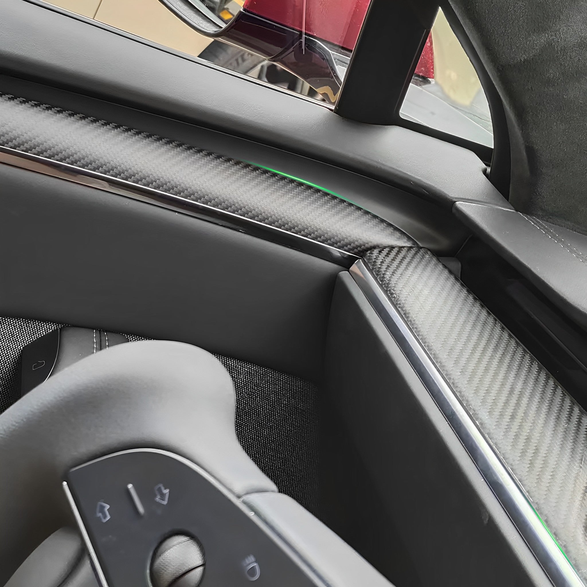 Carbon Fiber Dashboard & Door Trims For 2021-2026+ Tesla Model S & X | Teego