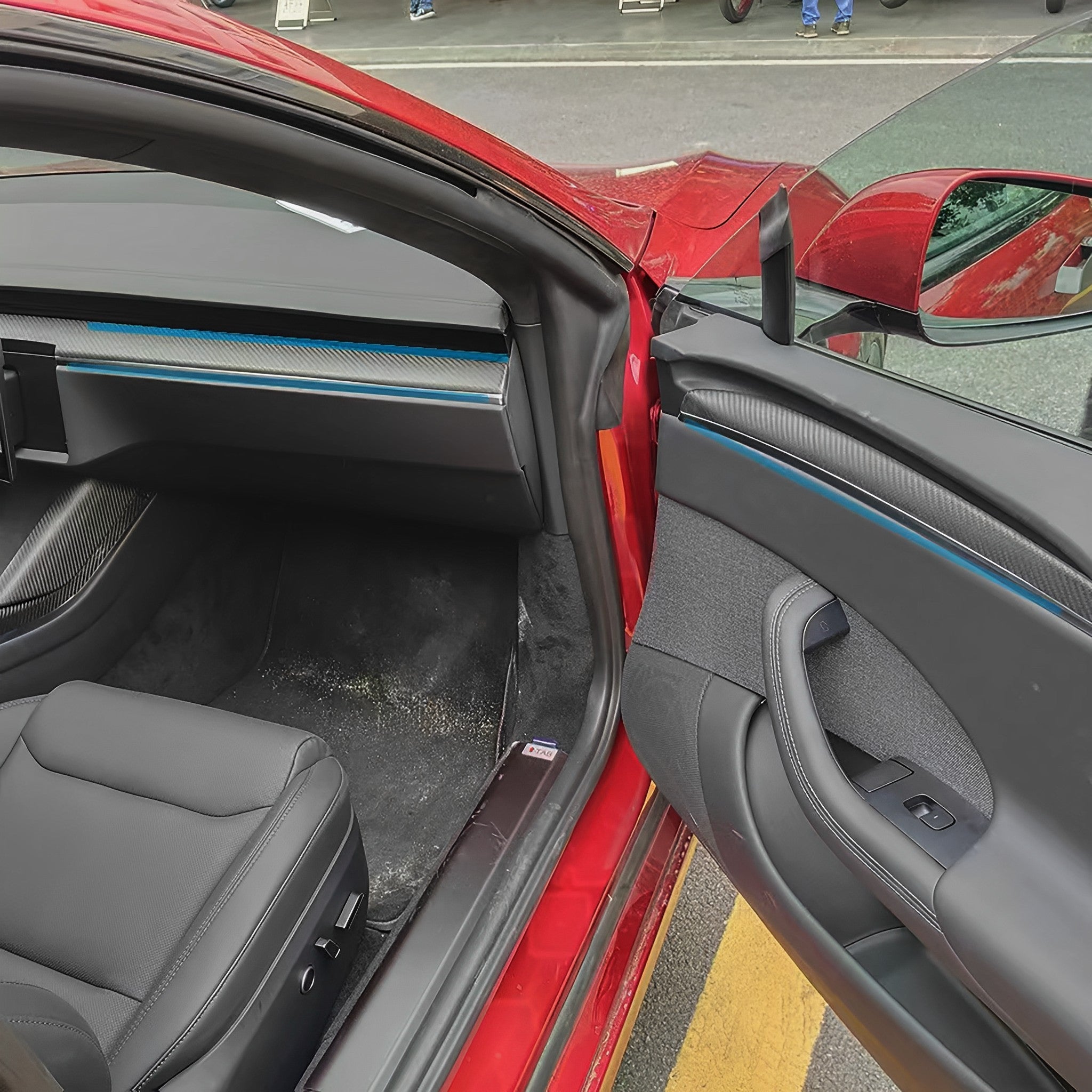 Premium Real Carbon Fiber Interior Door Trim Kit for Tesla Model S/X | OEM Fit & Plaid Compatible 2021-2026+