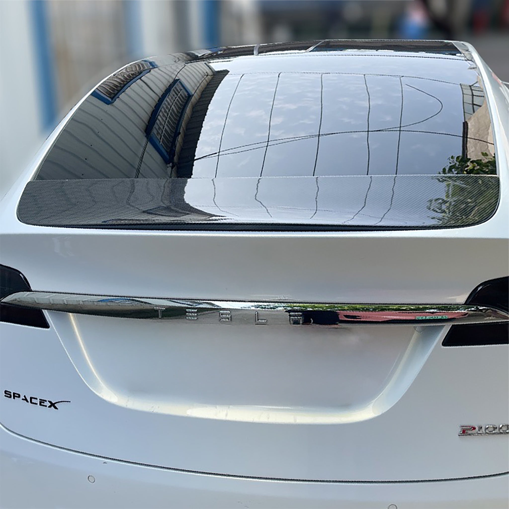 Premium Dry Carbon Fiber Wing Spoiler Overlay for Tesla Model X (2016–2025) – Sleek Sporty Upgrade by Teego